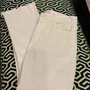 Mother The Hustler Ankle Fray White Jeans Fairest of Them All  31